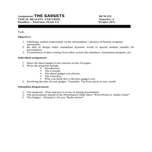 VISUAL REALITY AND VRML - Assignment Presentation