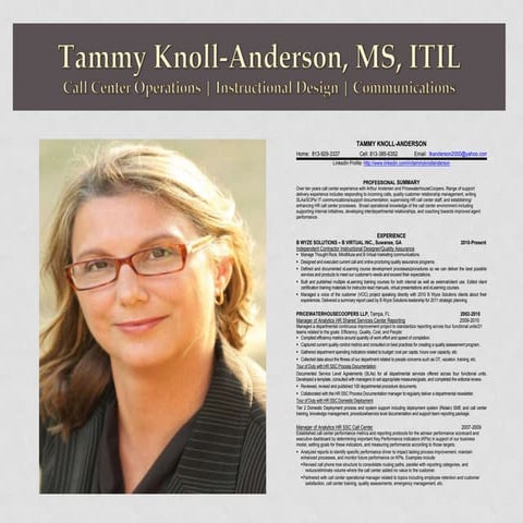 Visual Resume - Tammy Knoll-Anderson, MS, ITIL