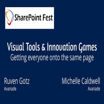Visual tools and innovation games   workshop - sp fest chicago - dec 2014