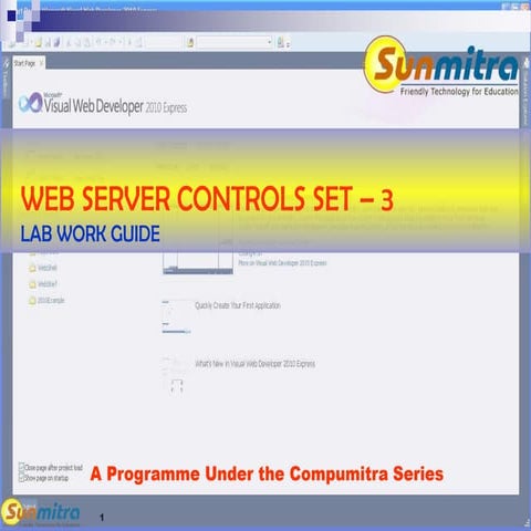 Visual Web Developer and Web Controls CS set 3 | PPT