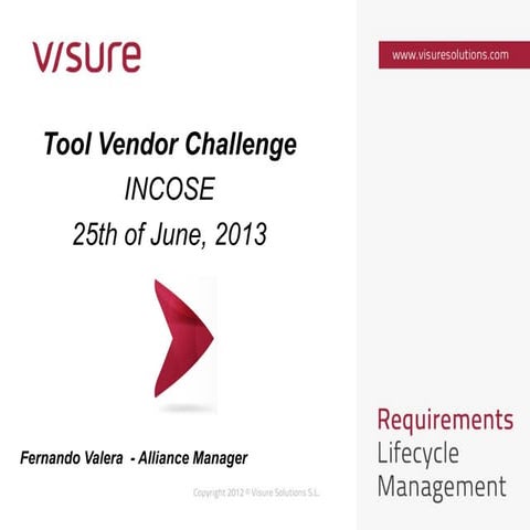 Visure Solutions INCOSE Tool Vendor Challenge  2013