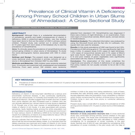 Prevalence of Clinical Vitamin A Deficiency Among Primary School Children in ...