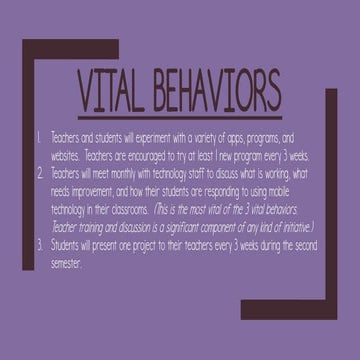 Vital behaviors update