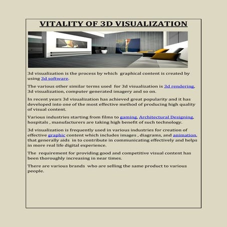 VITALITY OF 3D VISUALIZATION
