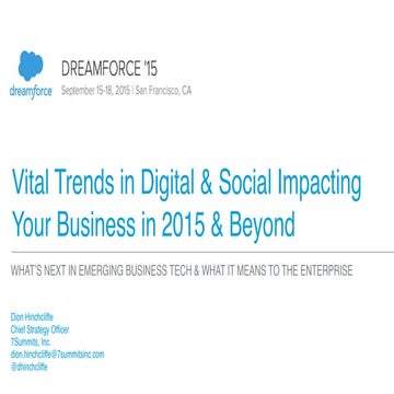Vital Trends in Digital and Social in 2015 and Beyond | Dreamforce 2015 by Di...