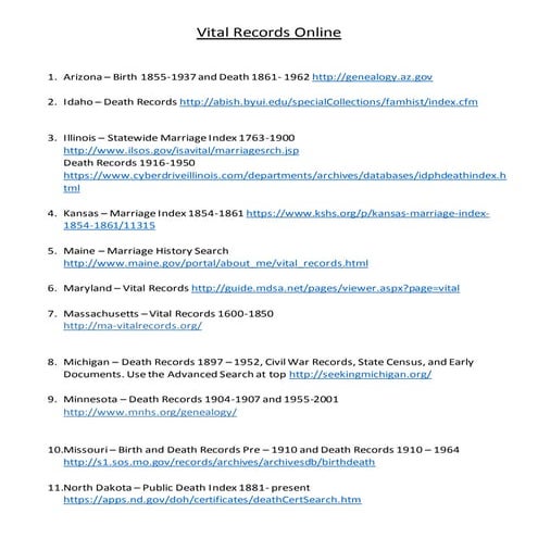 Vital Records Online