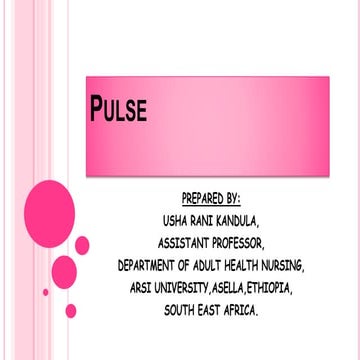 Vital signs - pulse monitoring.