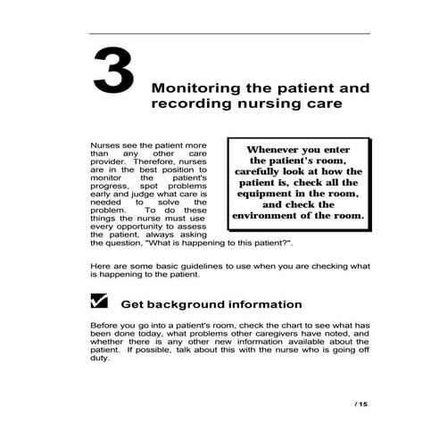Vital signs and observation of patient