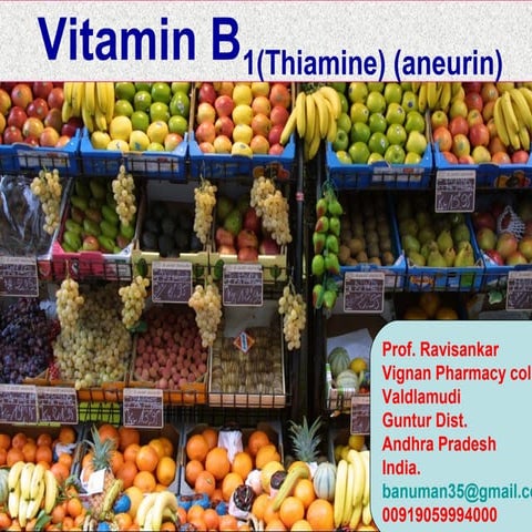 VITAMIN B1 [THIAMINE] MEDICINAL CHEMISTRY BY P. RAVISANKAR [ SOURCE, STRUCTUR...