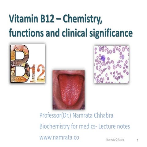 Vitamin B12- Chemistry, functions and clinical significance
