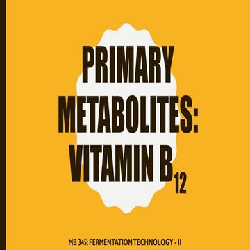 Large Scale Fermentation of Vitamin B12 | PPT