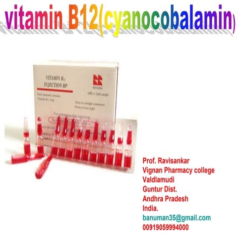 VITAMIN B12[CYNACOBALAMIN][COBALAMIN],SOURCES OFVITAMIN B12,VITAMIN B12 DEFIC...