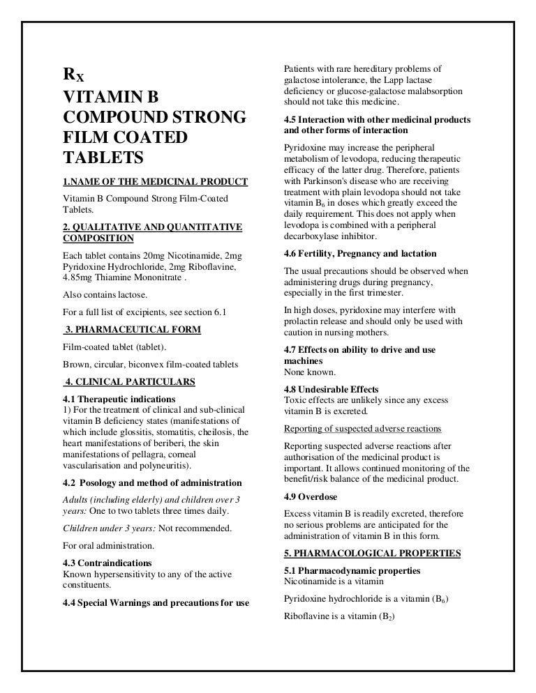 Vitamin b compound strong film coated tablets smpc taj pharmaceutica…