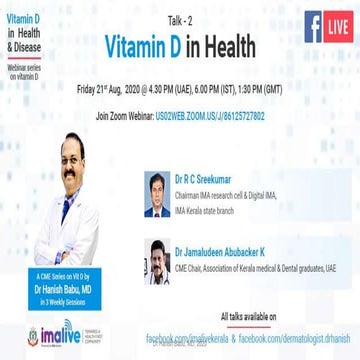Vitamin D Webinar  Part 2 - Vitamin D in Health