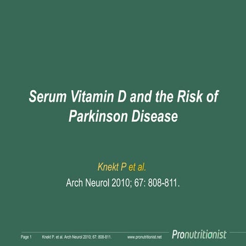 Vitamin d & parkinson's disease finnish cohort