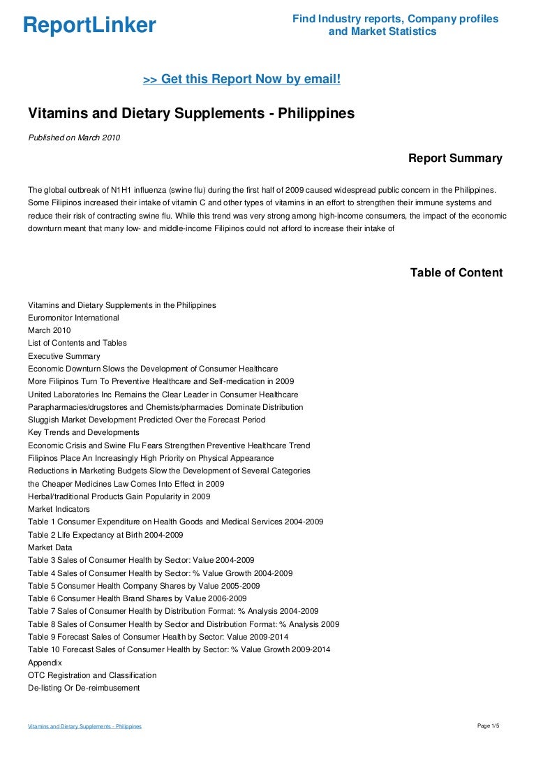 Vitamins and Dietary Supplements Philippines
