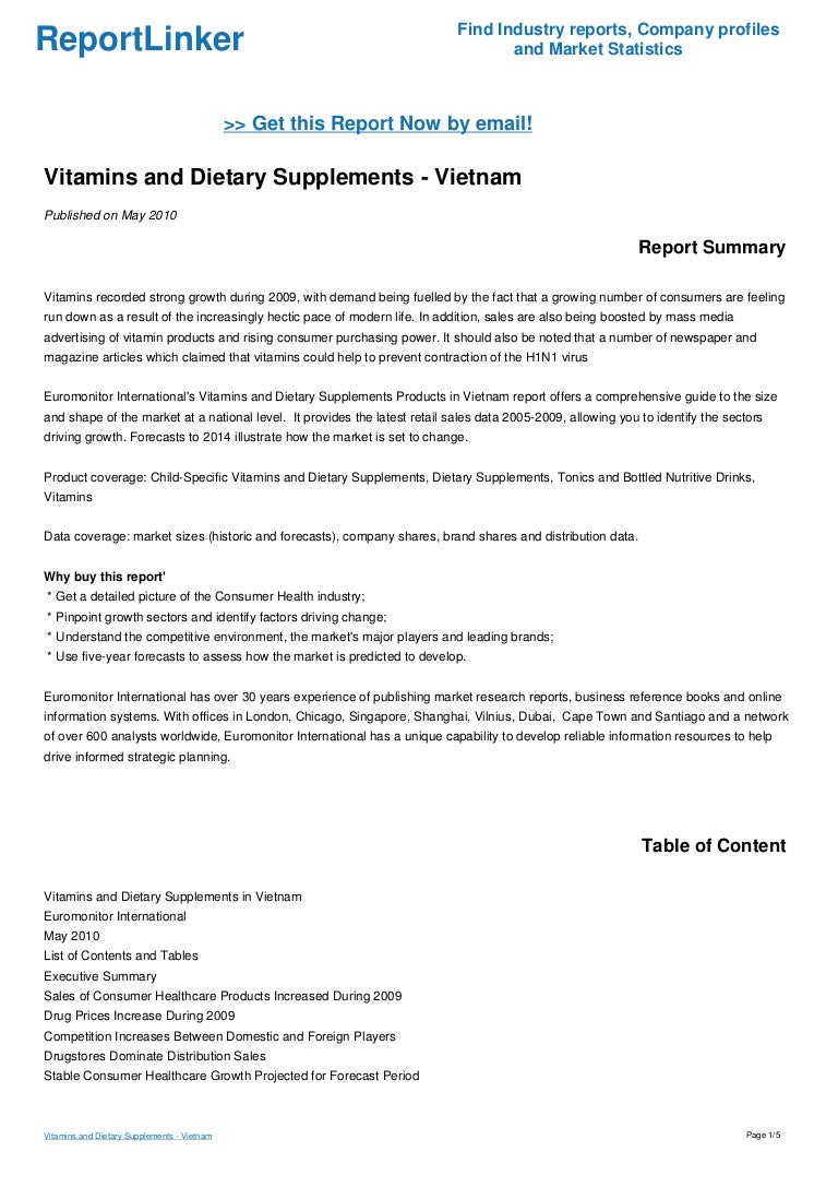 Vitamins and Dietary Supplements Vietnam