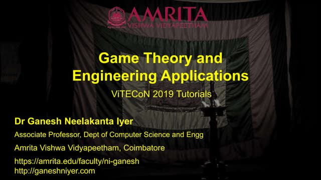 Game Theory and Engineering Applications