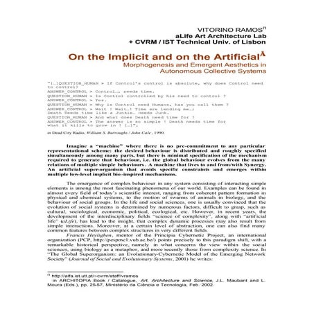 Vitorino Ramos: on the implicit and on the artificial