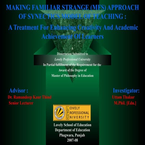 "MFS appraoach of Synectics Model