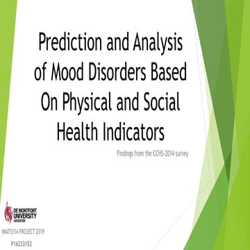 Prediction and Analysis of Mood Disorders Based On Physical and Social Health...