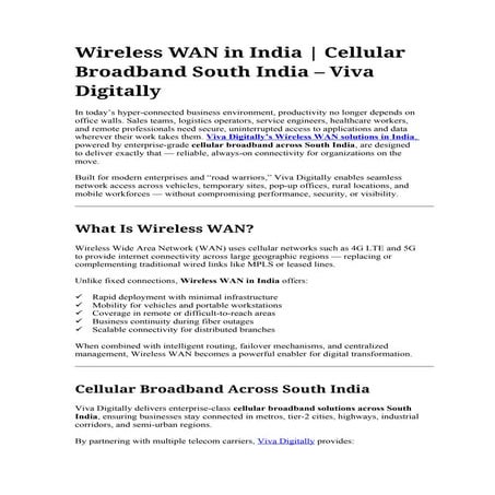 Wireless WAN in India | Cellular Broadband South India – Viva Digitally ...