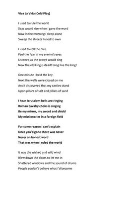Viva la vida lyrics | PDF