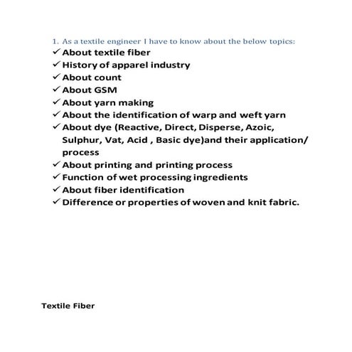 Viva Question For Textile Engineer