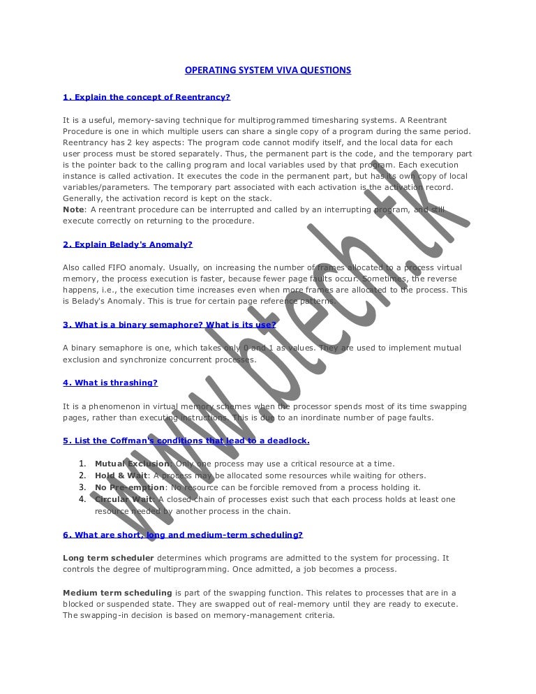 Viva questions operating system