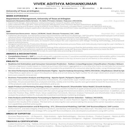 Vivek Adithya Mohankumar Resume