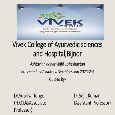 Asta Ahara Vidhi Visheshaayatana (अस्ता आहार विधि विशेषायतन)