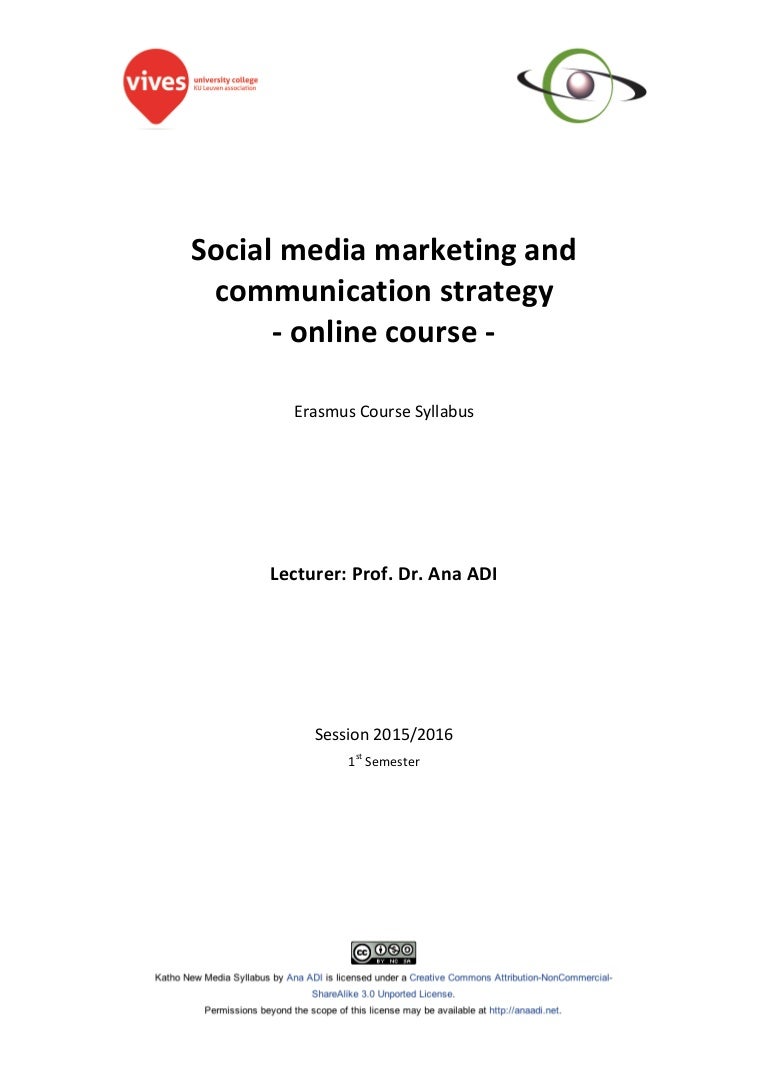 Social Media Marketing And Communication Strategy syllabus Jan2016