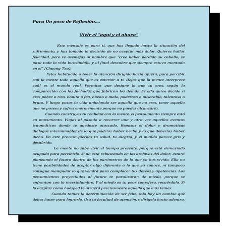 Vivir "el aqui y ahora"