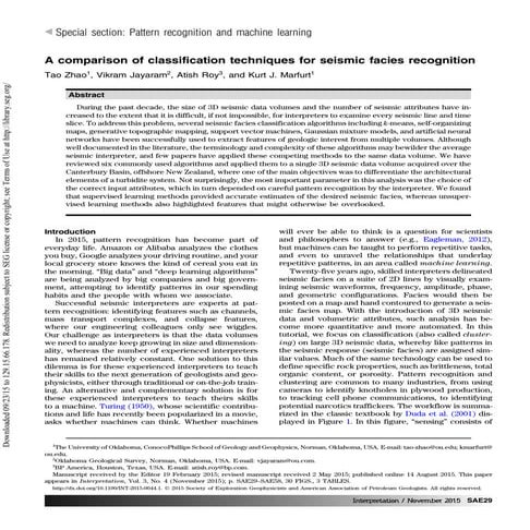A comparison of classification techniques for seismic facies recognition