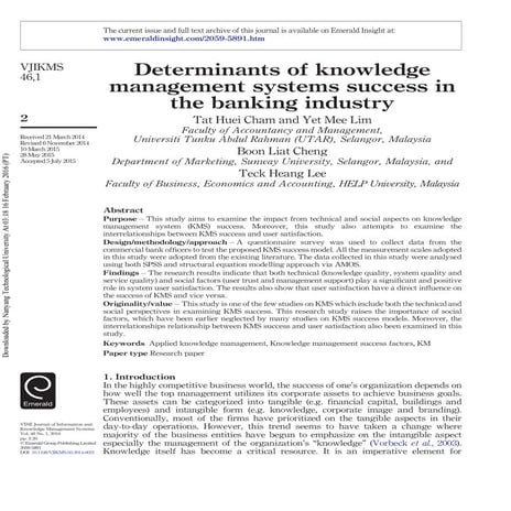 Knowledge management in banking sector india - Abhishek nagre | PDF
