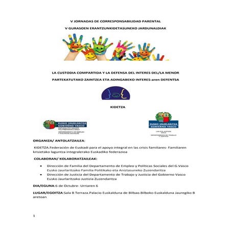 V jornadas de corresponsabilidad parental bilingue