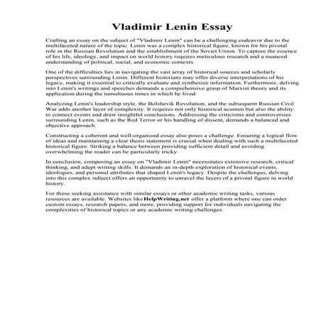 Vladimir Lenin Essay.pdfVladimir Lenin Essay. Lenin russian revolution essay