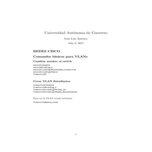 Comandos básicos para crear  VLANs
