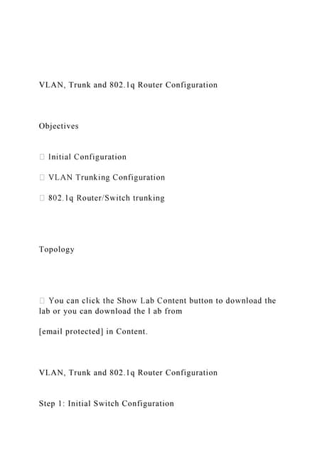 VLAN, Trunk and 802.1q Router Configuration   Objectiv.docx