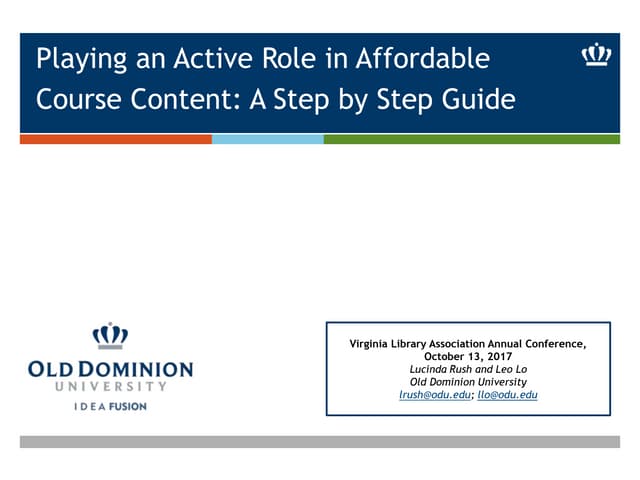 Playing an Active Role in Affordable Course Content: A Step by Step Guide