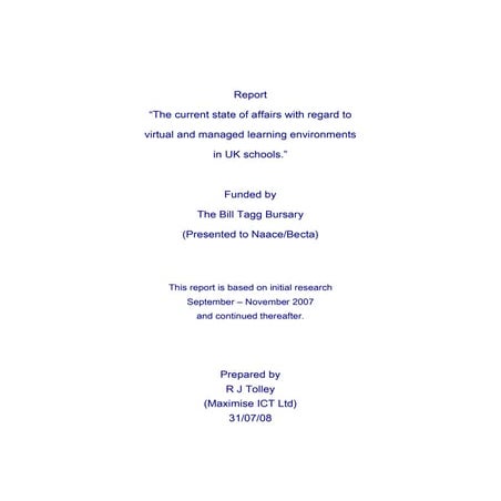 VLEs Bill Tagg Report