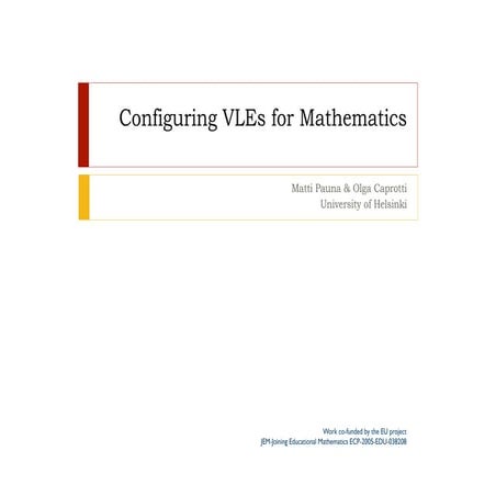 Configuring VLEs For Mathematics