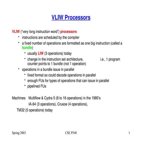 Overview of Very long instruction word processors
