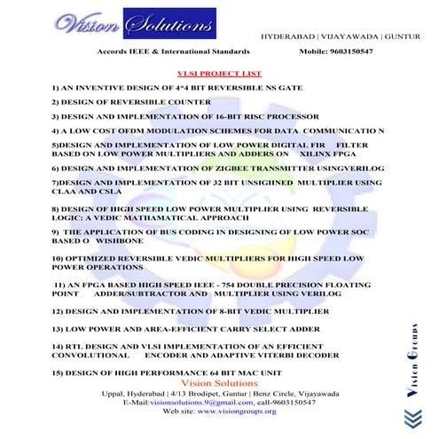 IEEE VLSI ECE PROJECT LIST