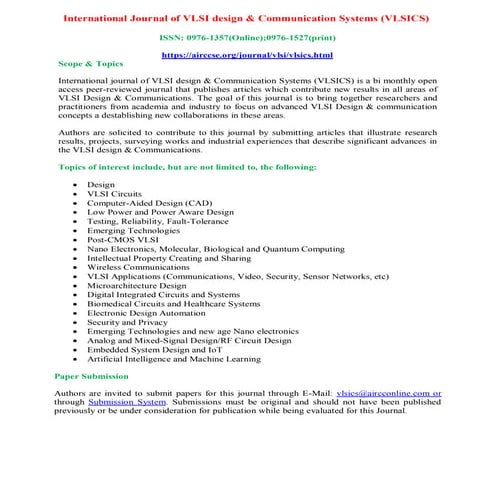 International Journal of VLSI design & Communication Systems (VLSICS)