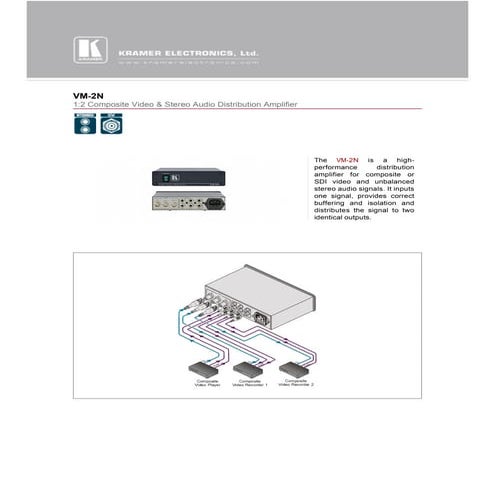 Bộ chia 1-10 và khuếch đại Composite Video - Stereo Audio Kramer VM-10xl