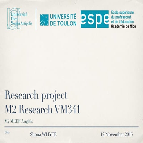 Research project: possibilities and requirements