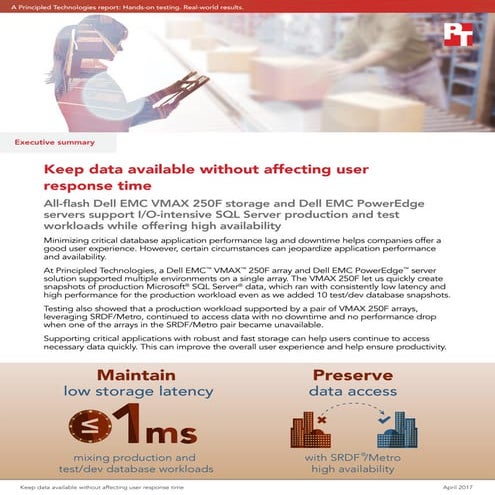 Keep data available without affecting user response time - Summary