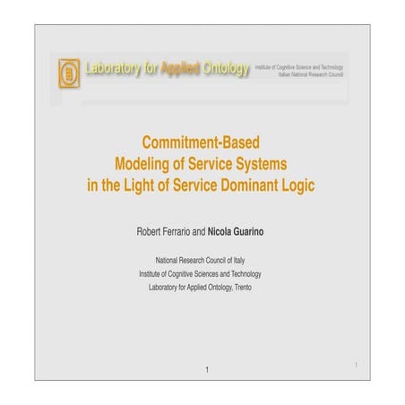 Commitment-Based Modeling of Service Systems in the Light of Service Dominant...