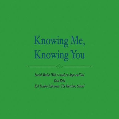 Knowing Me, Knowing You: Social media for professional learning
